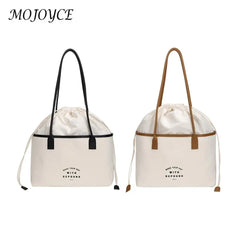 Canvas Tote Ladies Drawstring Shopping Bag Purse for Women