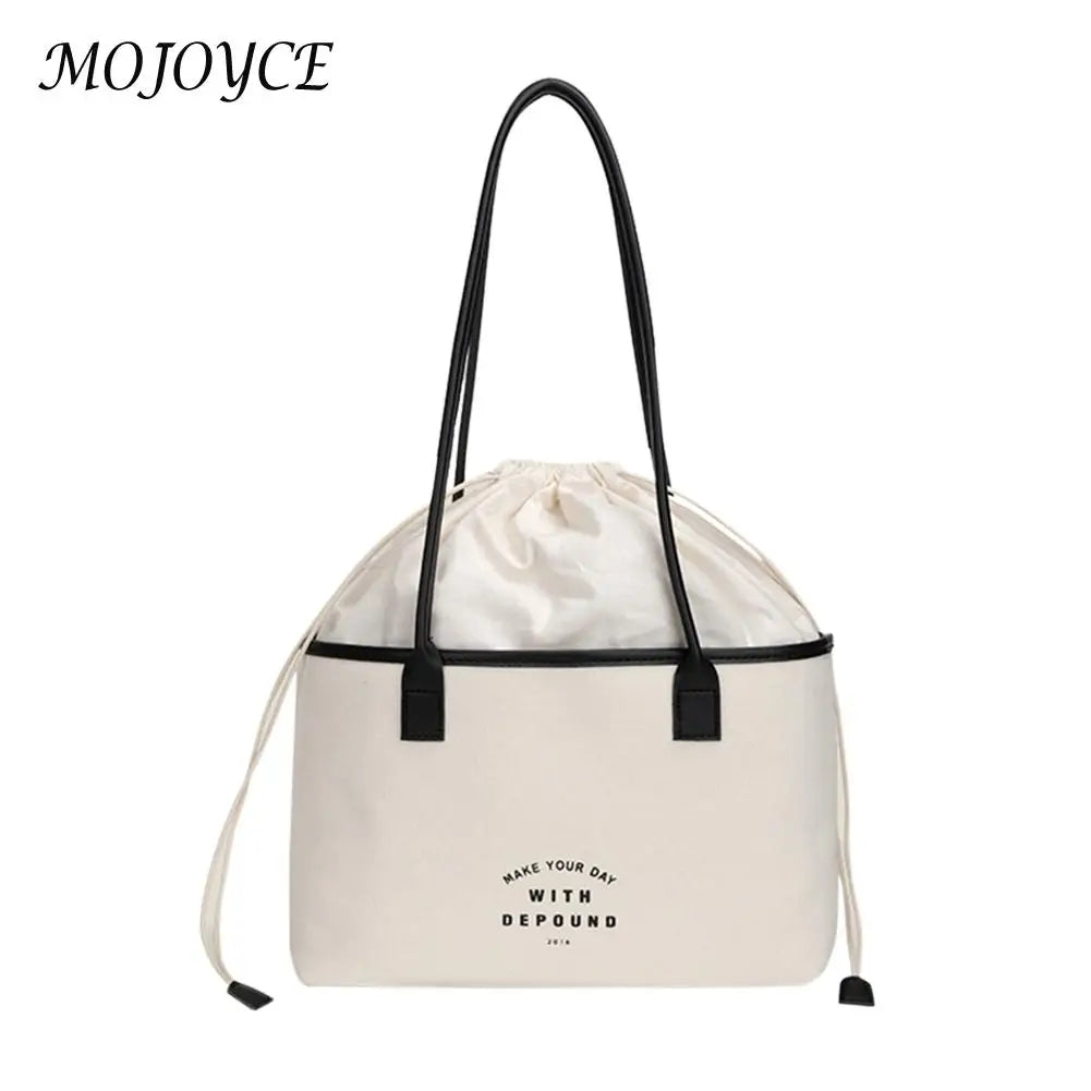 Canvas Tote Ladies Drawstring Shopping Bag Purse for Women
