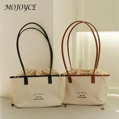 Canvas Tote Ladies Drawstring Shopping Bag Purse for Women