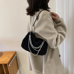 Fluffy Fur Crossbody Bag Winter Chain Tote for Women