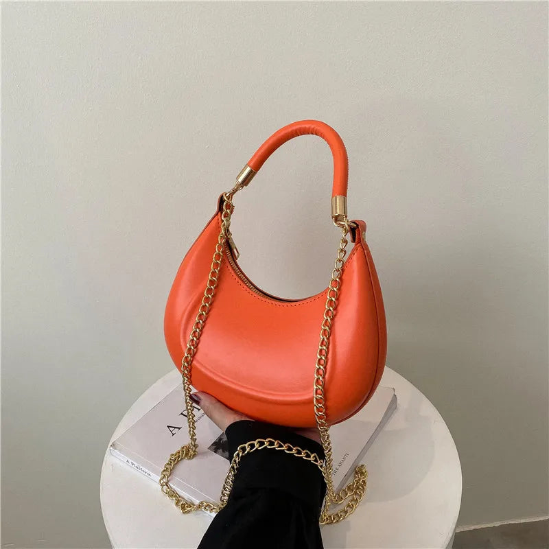 Women's Small Shoulder Crossbody Bag Pu Leather Chain Tote Handbag