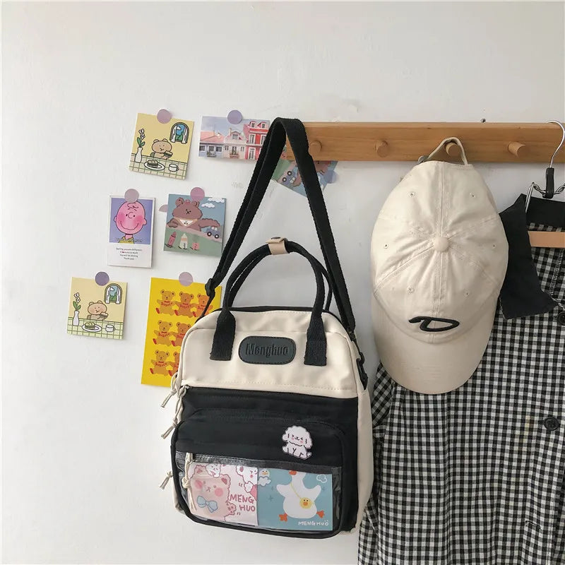 Waterproof Nylon Small Shoulder Bags for Teenage Girls Schoolbags Flower Travel