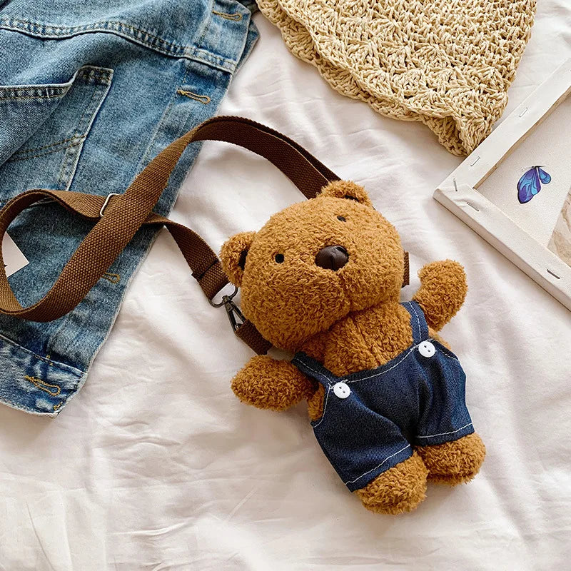 Korean-Style Bear Bag Stuffed Toy Women's Shoulder Messenger Phone Bag