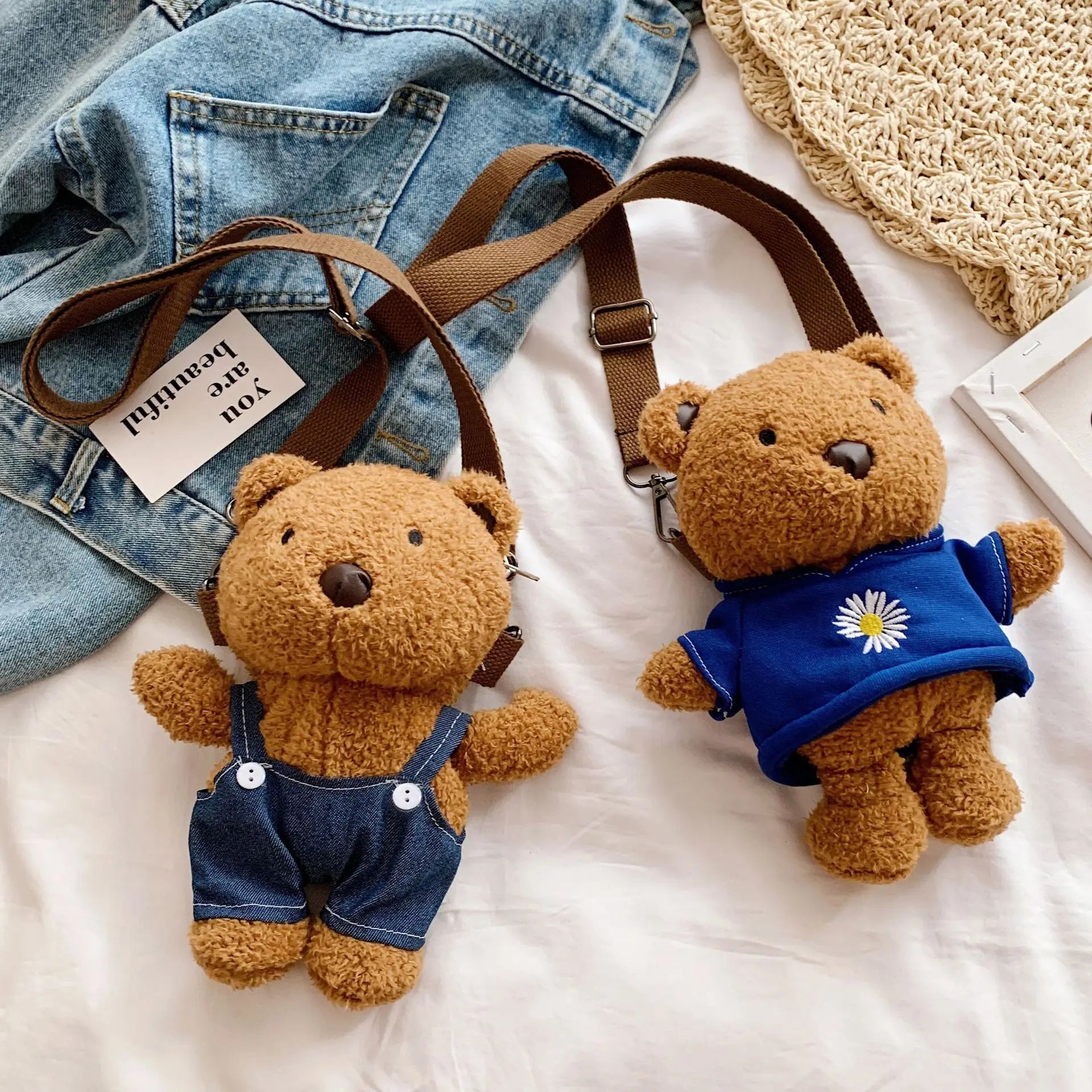 Korean-Style Bear Bag Stuffed Toy Women's Shoulder Messenger Phone Bag