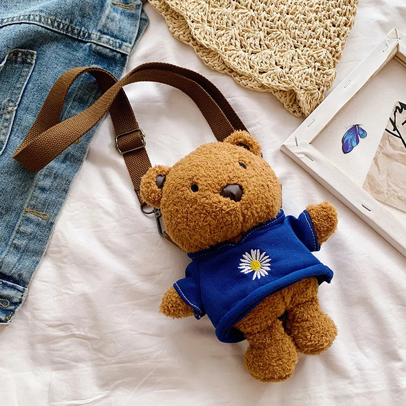 Korean-Style Bear Bag Stuffed Toy Women's Shoulder Messenger Phone Bag