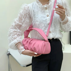 Women Folds Shoulder Bag Small PU Leather Handbags Hobos Clutch