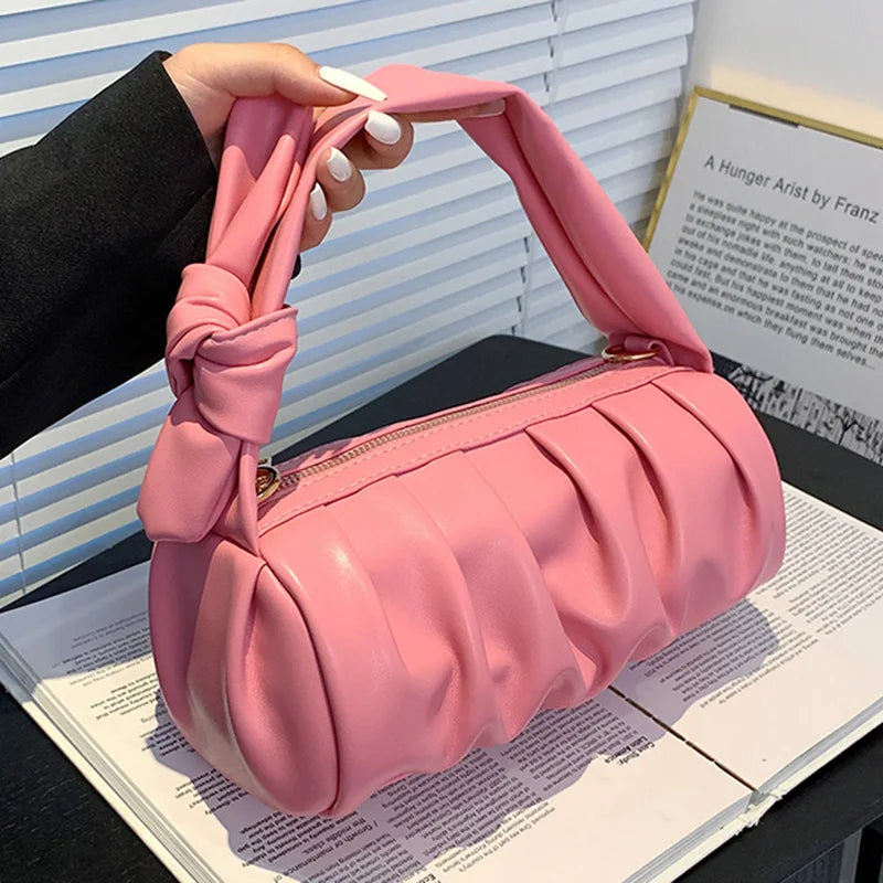 Women Folds Shoulder Bag Small PU Leather Handbags Hobos Clutch