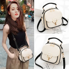 Small PU Leather Backpack Women Solid Bag