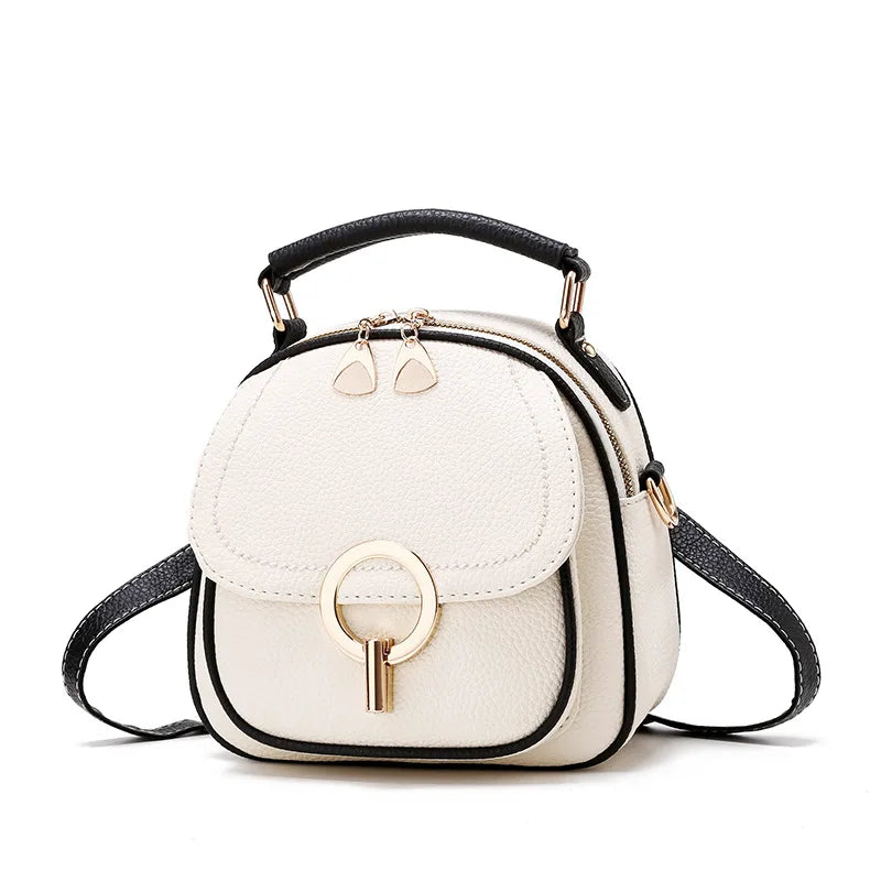 Small PU Leather Backpack Women Solid Bag