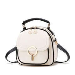 Small PU Leather Backpack Women Solid Bag