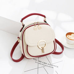 Small PU Leather Backpack Women Solid Bag