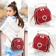 Small PU Leather Backpack Women Solid Bag