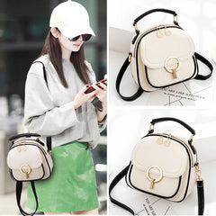 Small PU Leather Backpack Women Solid Bag