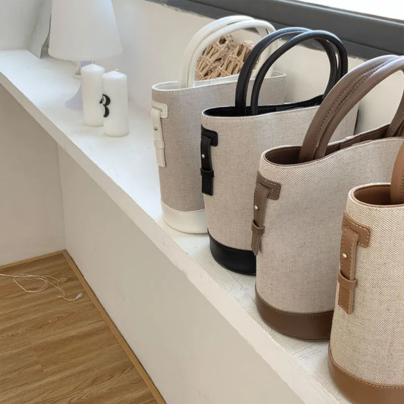 Large-Capacity Shoulder Bag with Stitching Detail