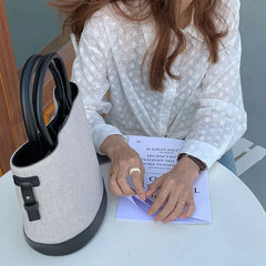 Large-Capacity Shoulder Bag with Stitching Detail