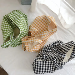 Plaid Shoulder Bag Cotton Fabric Women Tote Handbag