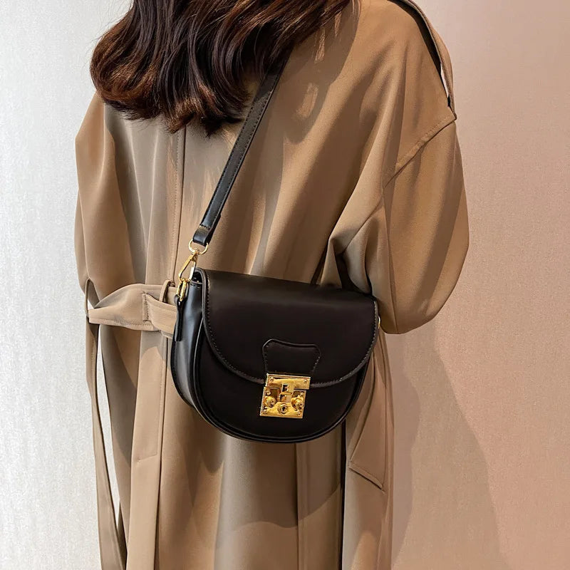 Vintage Style Small Crossbody Bag Lock Shoulder Purse