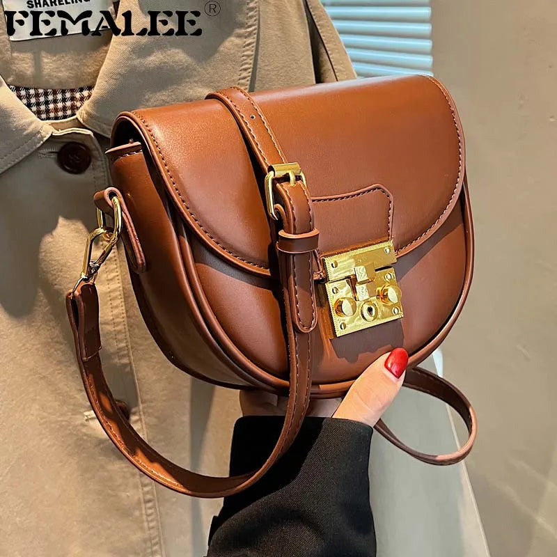Vintage Style Small Crossbody Bag Lock Shoulder Purse