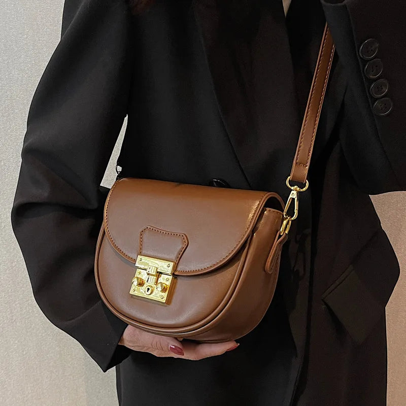 Vintage Style Small Crossbody Bag Lock Shoulder Purse