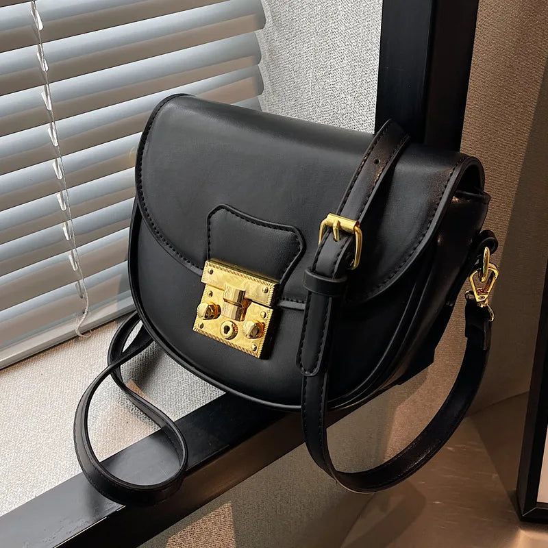 Vintage Style Small Crossbody Bag Lock Shoulder Purse