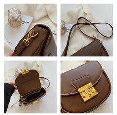 Vintage Style Small Crossbody Bag Lock Shoulder Purse
