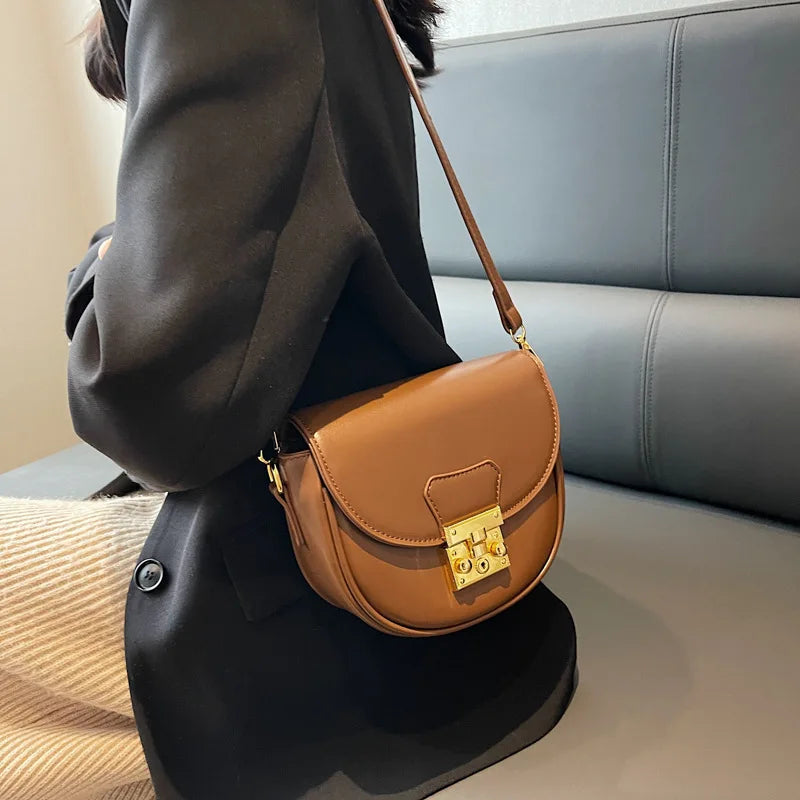 Vintage Style Small Crossbody Bag Lock Shoulder Purse