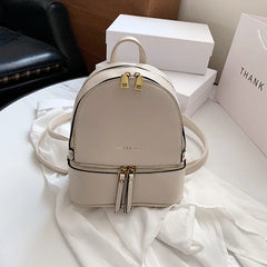 Women's Soft Handle Backpack Solid Zipper Large Capacity Shoulder Bag