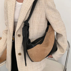 Spliced One Shoulder Bag Large Capacity Messenger Tote Bag