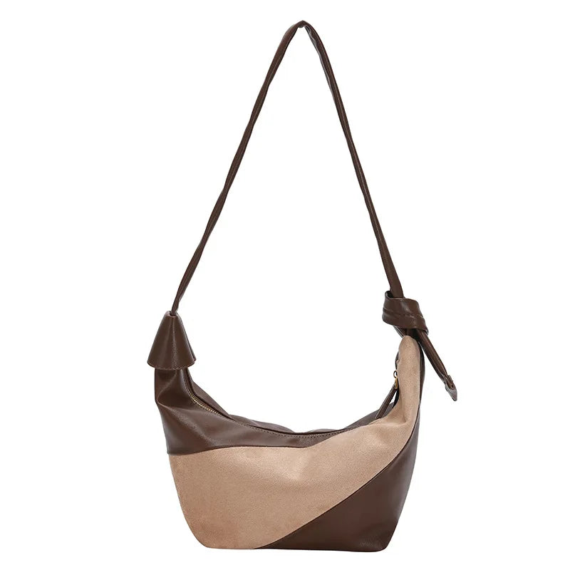 Spliced One Shoulder Bag Large Capacity Messenger Tote Bag