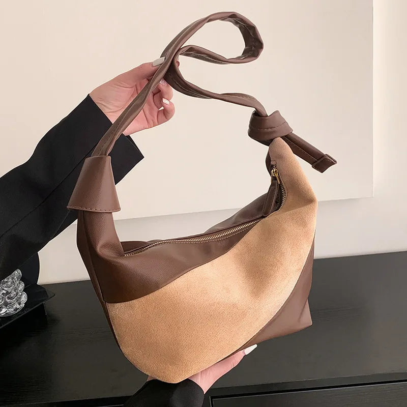 Spliced One Shoulder Bag Large Capacity Messenger Tote Bag