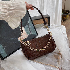 Stone Pattern Pu Shoulder Bag Chain Casual Ladies Bag