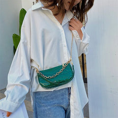 Stone Pattern Pu Shoulder Bag Chain Casual Ladies Bag