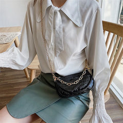Stone Pattern Pu Shoulder Bag Chain Casual Ladies Bag