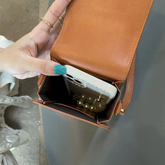 Small Pu Leather Shoulder Bags Girl Crossbody Bags Ladies Purses Wallet Brown