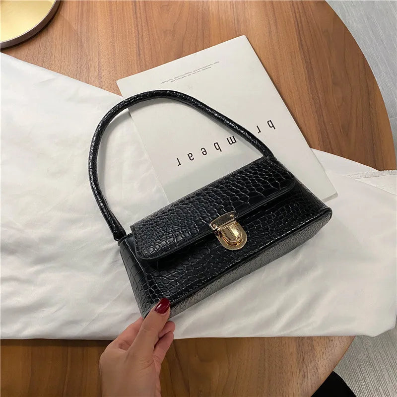 Stone Pattern Women Handbag PU Leather Flap Shoulder Bag