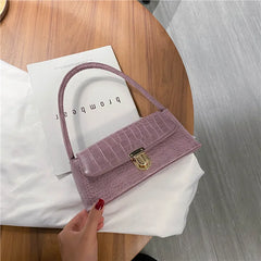 Stone Pattern Women Handbag PU Leather Flap Shoulder Bag