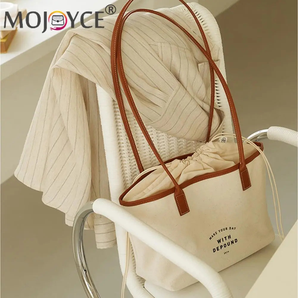 Canvas Tote Ladies Drawstring Shoulder Handbag