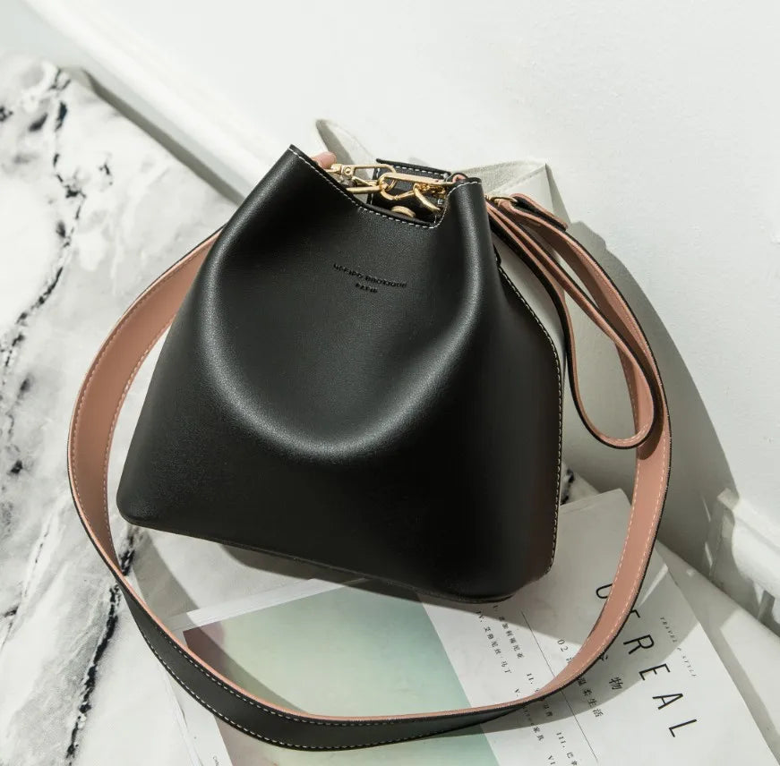 Women's Bucket Shoulder Bag Solid Single Strap Cross-Body Bag