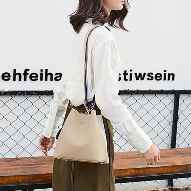 Women's Bucket Shoulder Bag Solid Single Strap Cross-Body Bag