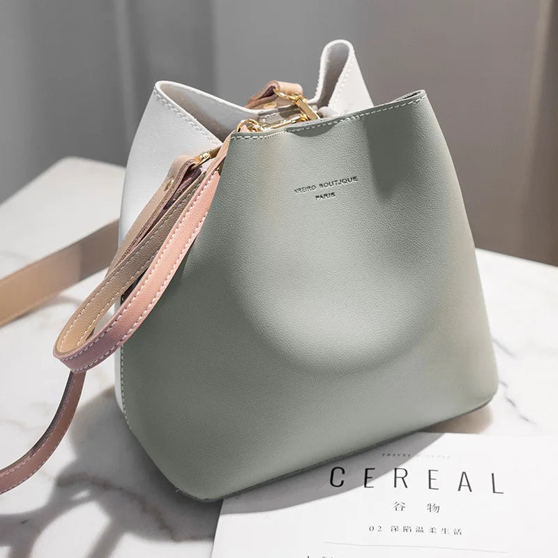 Women's Bucket Shoulder Bag Solid Single Strap Cross-Body Bag
