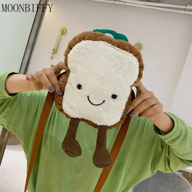 Toast Bread Duck Plush Bag Girl Student Messenger Bags Women Shoulder Bag