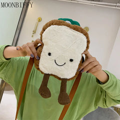 Toast Bread Duck Plush Bag Girl Student Messenger Bags Women Shoulder Bag