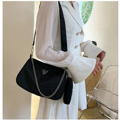 Women's Solid Chains Crossbody Bag with Mini Purse 2pcs