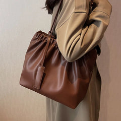 Large Capacity Bucket Bag PU Leather Shoulder Bags Women Underarm Bag