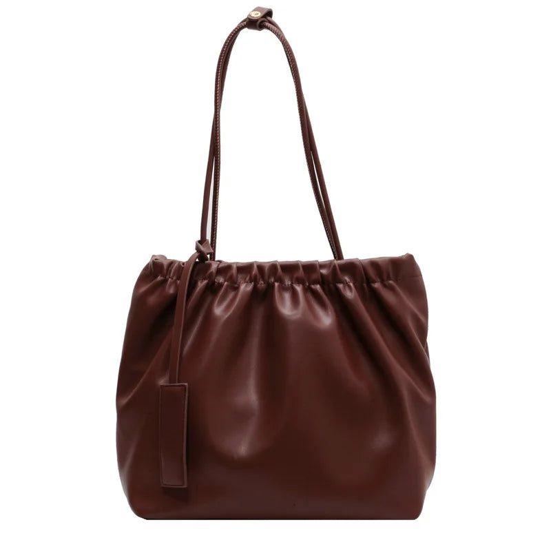 Large Capacity Bucket Bag PU Leather Shoulder Bags Women Underarm Bag