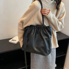 Large Capacity Bucket Bag PU Leather Shoulder Bags Women Underarm Bag