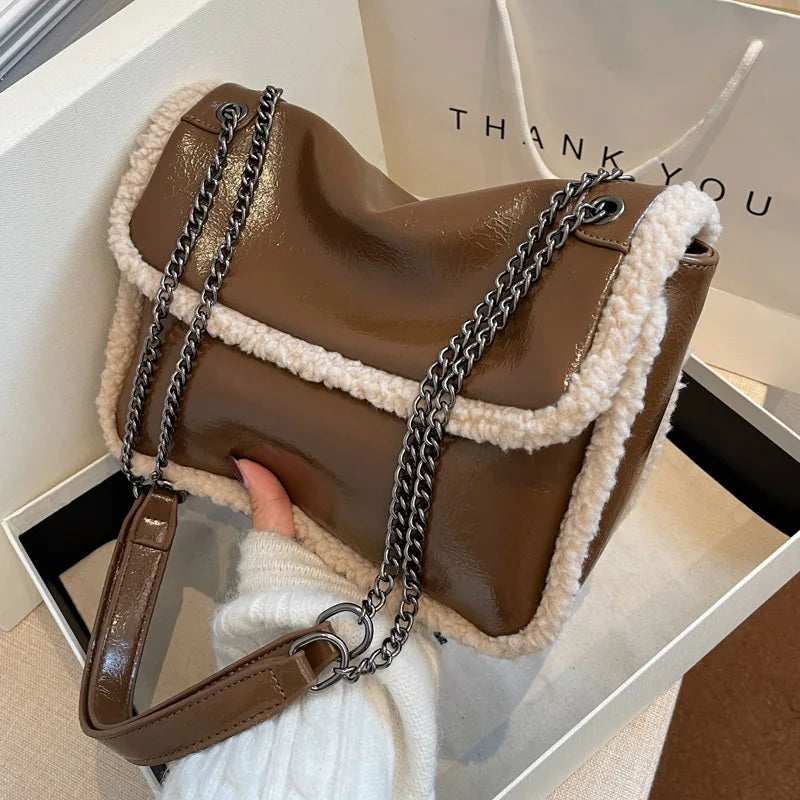Large Capacity Woman Chains Shoulder Bags PU Leather Messenger Bags