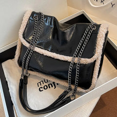 Large Capacity Woman Chains Shoulder Bags PU Leather Messenger Bags