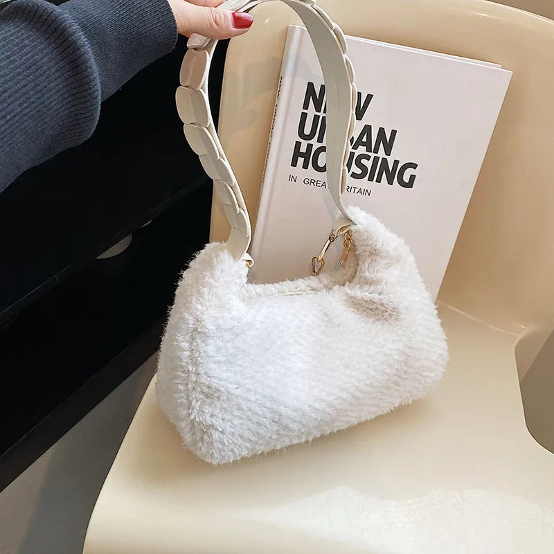 Plush Handbags Bags for Women Autumn And Winter Texture Female Shoulder Bags