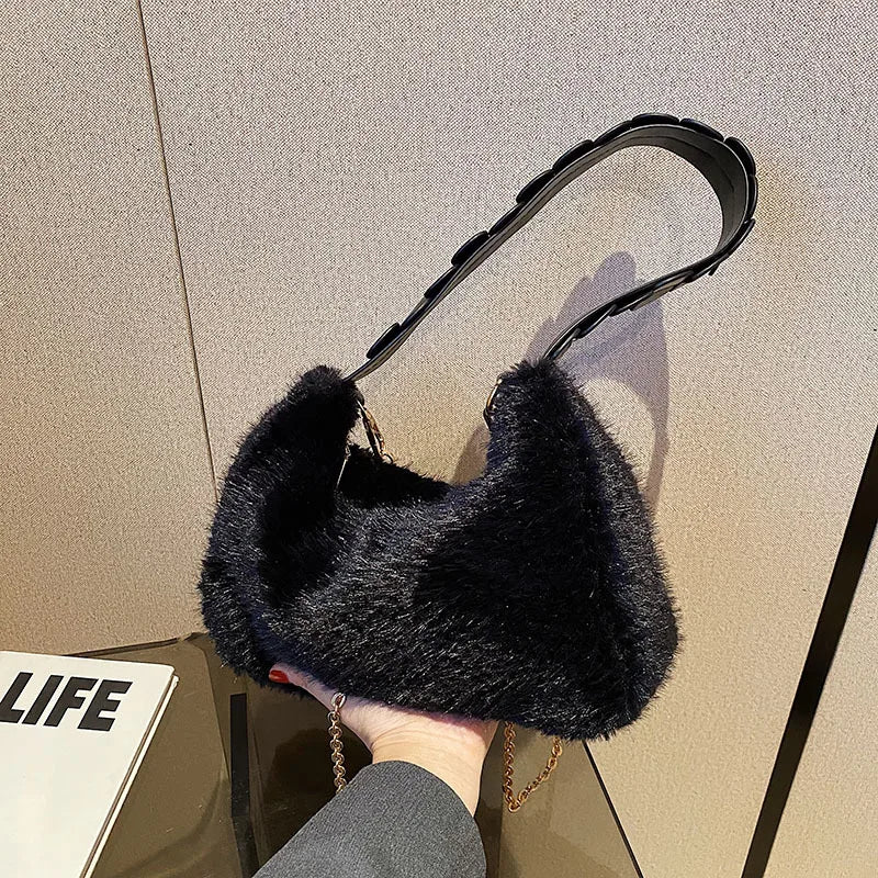 Plush Handbags Bags for Women Autumn And Winter Texture Female Shoulder Bags